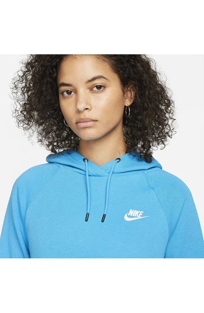 Shop Nike Sportswear Essential Pullover Fleece Hoodie In Laser Blue/ White