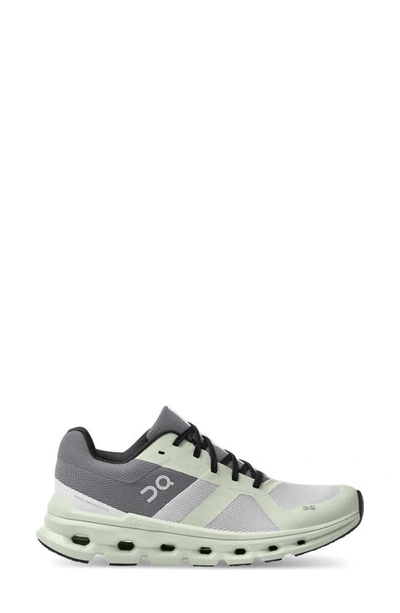 On Gray & Green Cloudrunner Low-top Sneakers In Frost/ Aloe