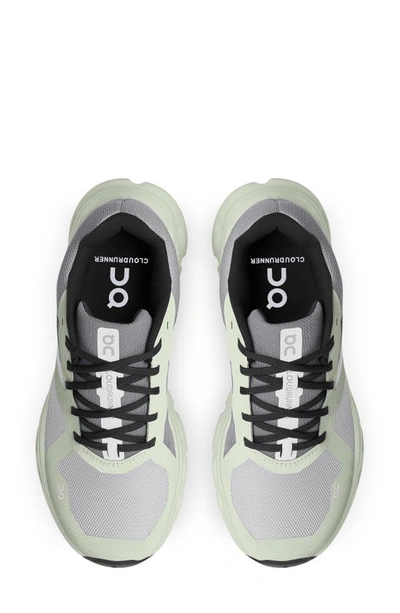 On Gray & Green Cloudrunner Low-top Sneakers In Frost/ Aloe