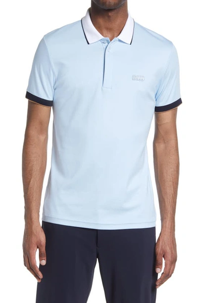 Shop Hugo Boss Paule Cotton Polo In Light/ Pastel Blue