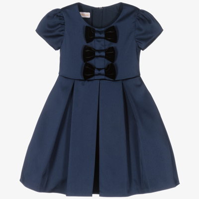 Shop Childrensalon Occasions Girls Navy Blue Satin Bow Dress