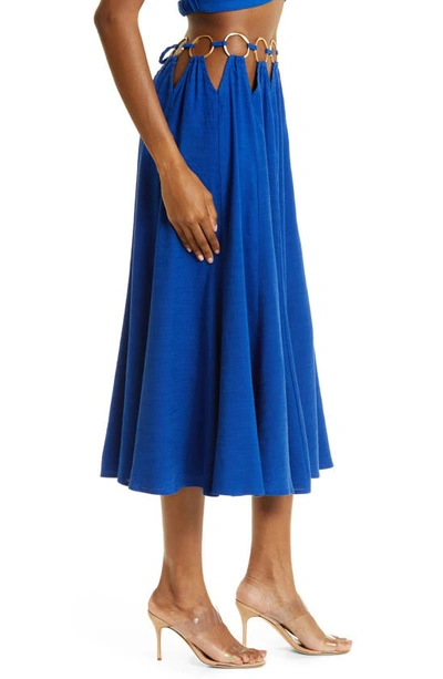 Shop Cult Gaia Idris Linen Blend Maxi Skirt In Persian Blue