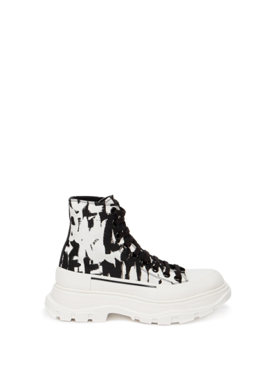Shop Alexander Mcqueen `tread Slick` Ankle Boots In Bianco