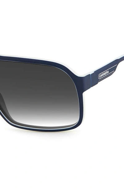 Shop Carrera Eyewear 99mm Oversize Rectangular Sunglasses In Blue White / Grey Shaded