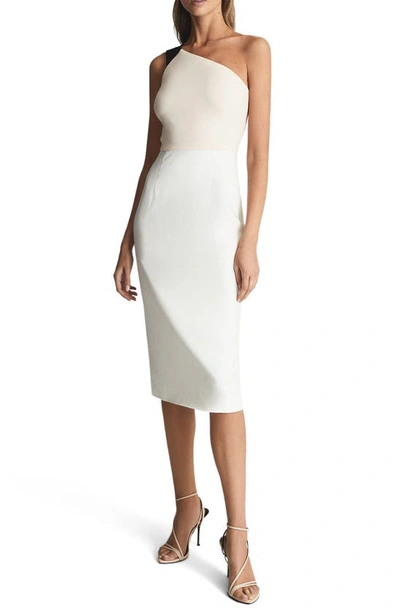 Reiss Riana Color Block Bodycon Dress In White/nude | ModeSens