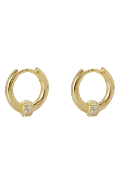 Shop Argento Vivo Sterling Silver Small Cubic Zirconia Huggie Hoop Earrings In Gold