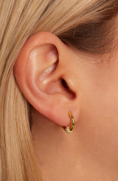 Shop Argento Vivo Sterling Silver Small Cubic Zirconia Huggie Hoop Earrings In Gold