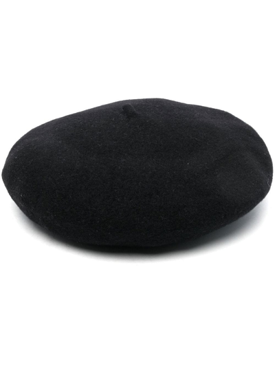 Shop Maison Margiela Beret With Four-stitched Logo Detail In Black