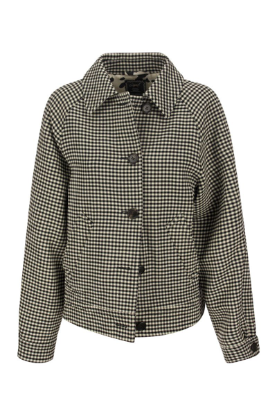 Shop Marni Reversible Pie De Poule Wool Bomber Jacket In Black/white