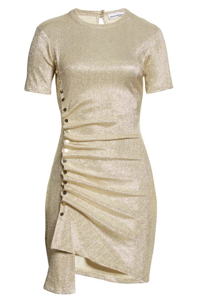 Shop Paco Rabanne Asymmetric Snap Front Sparkle Minidress In Silver / Gold