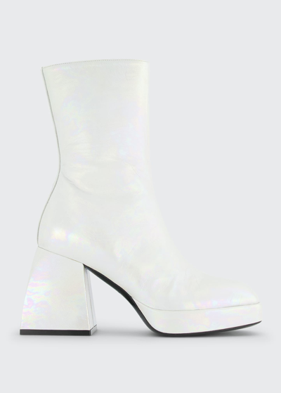 Shop Nodaleto Bulla Corta Iridescent Platform Boots In Silver Petrolium