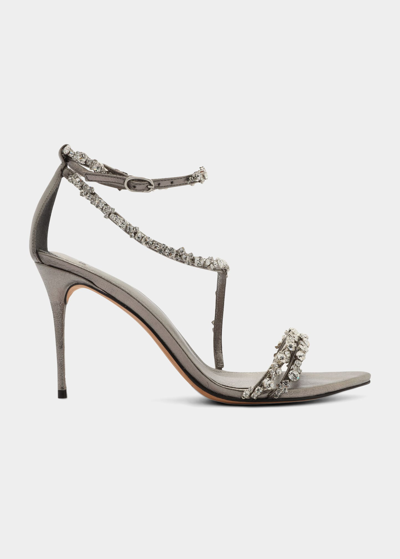 Shop Alexandre Birman Demi Crystal Ankle-strap Sandals In Grafite/cristal