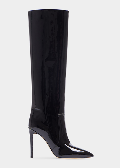Shop Paris Texas Patent Stiletto Knee Boots In Black