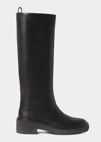 Shop Loeffler Randall Tall Leather Pull-on Boots In Black