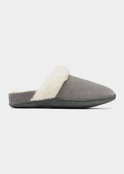 Shop Sorel Nikiska Suede Shearling Slippers In Quarry, Grill