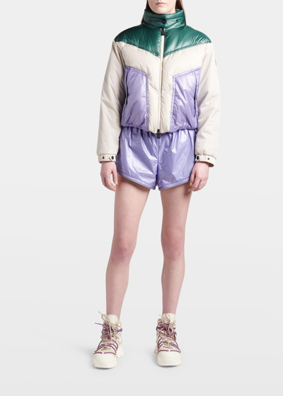 Shop Moncler Daynamics Metallic Short In Purple