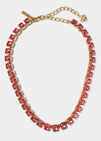 Shop Oscar De La Renta Baguette Stone Necklace In Rose