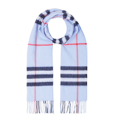 Shop Burberry Cashmere Check Scarf In Blue