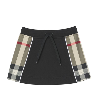 Shop Burberry Cotton Check-panel Skirt In Black