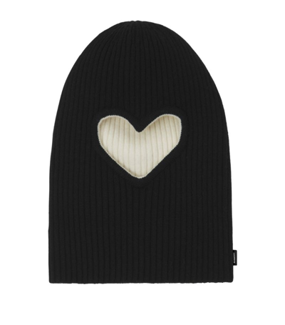 Shop Burberry Wool Reversible Cut-out Beanie In Black