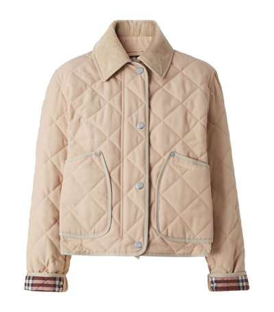 Shop Burberry Diamond-quilted Cropped Jacket In Neutrals