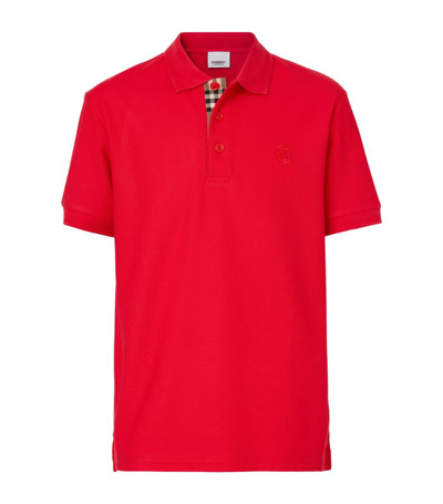 Shop Burberry Tb Monogram Polo Shirt In Red