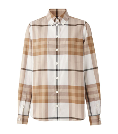 Shop Burberry Check Shirt In White