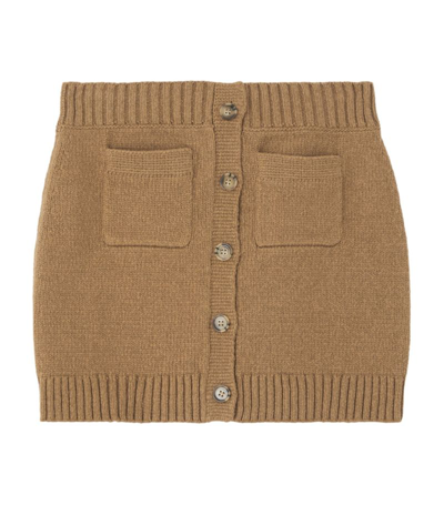 Shop Burberry Cotton-blend Tb Monogram Mini Skirt In Neutrals