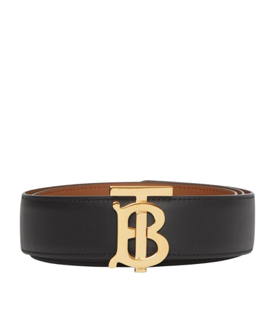 Shop Burberry Reversible Tb Monogram Belt In Black