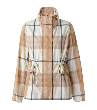 Shop Burberry Check Funnel-neck Jacket In Neutrals