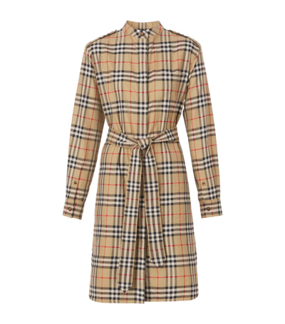 Shop Burberry Vintage Check Shirt Dress In Brown