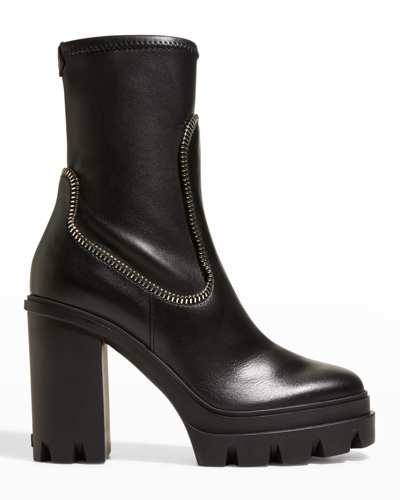 Shop Giuseppe Zanotti Leather Zipper Pull-on Boots In Black