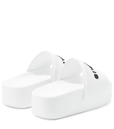 Shop Givenchy Logo Platform Rubber Slides In White