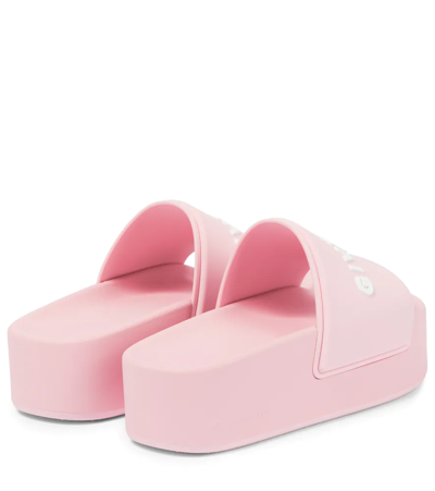 Shop Givenchy Logo Platform Slides In Blossom Pink