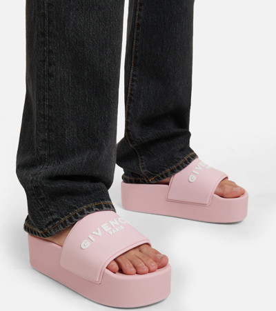 Shop Givenchy Logo Platform Slides In Blossom Pink