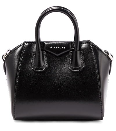 Shop Givenchy Antigona Micro Leather Tote Bag In Black