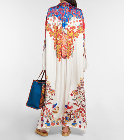 Shop Etro Printed Silk Gown In Bianco