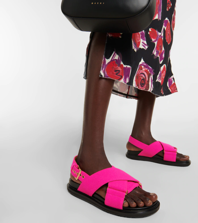 Shop Marni Fussbett Felt Sandals In Lipstick