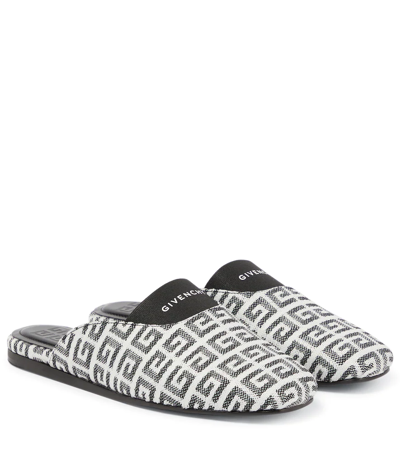 Shop Givenchy 4g Jacquard Slippers In Black/white