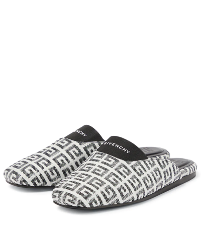 Shop Givenchy 4g Jacquard Slippers In Black/white