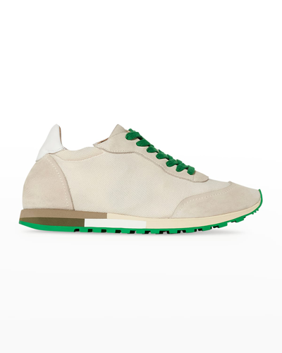 Shop The Row Owen Suede Runner Sneakers In Ivorygreen