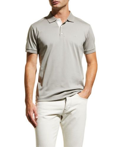 Shop Rag & Bone Men's Interlock Knit Polo Shirt In Grey
