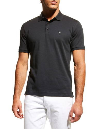 Shop Rag & Bone Men's Interlock Knit Polo Shirt In Black