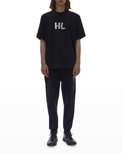 Shop Helmut Lang Men's Crumple Logo Jogger Pants In Black