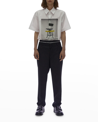 Shop Helmut Lang Men's Elastic-waistband Pants In Black
