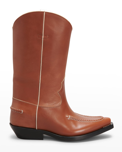 Shop Chloé Nellie Western Short Boots In Brown