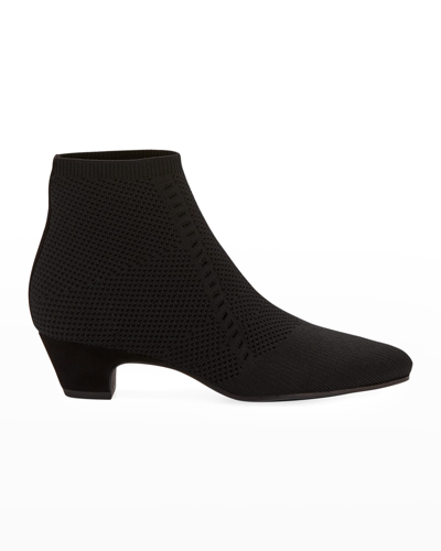 Shop Eileen Fisher Purl Stretch-knit Fabric Booties In Midnight