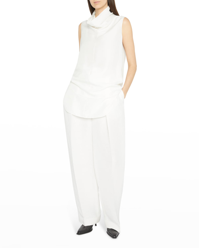 Shop The Row Almora Funnel-neck Silk Tunic In Ivory