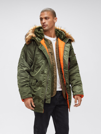 Alpha Industries N-3b Slim Fit Parka In Black | ModeSens