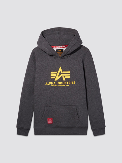 Alpha Industries Youth Basic Hoodie In Charcoal Heather | ModeSens